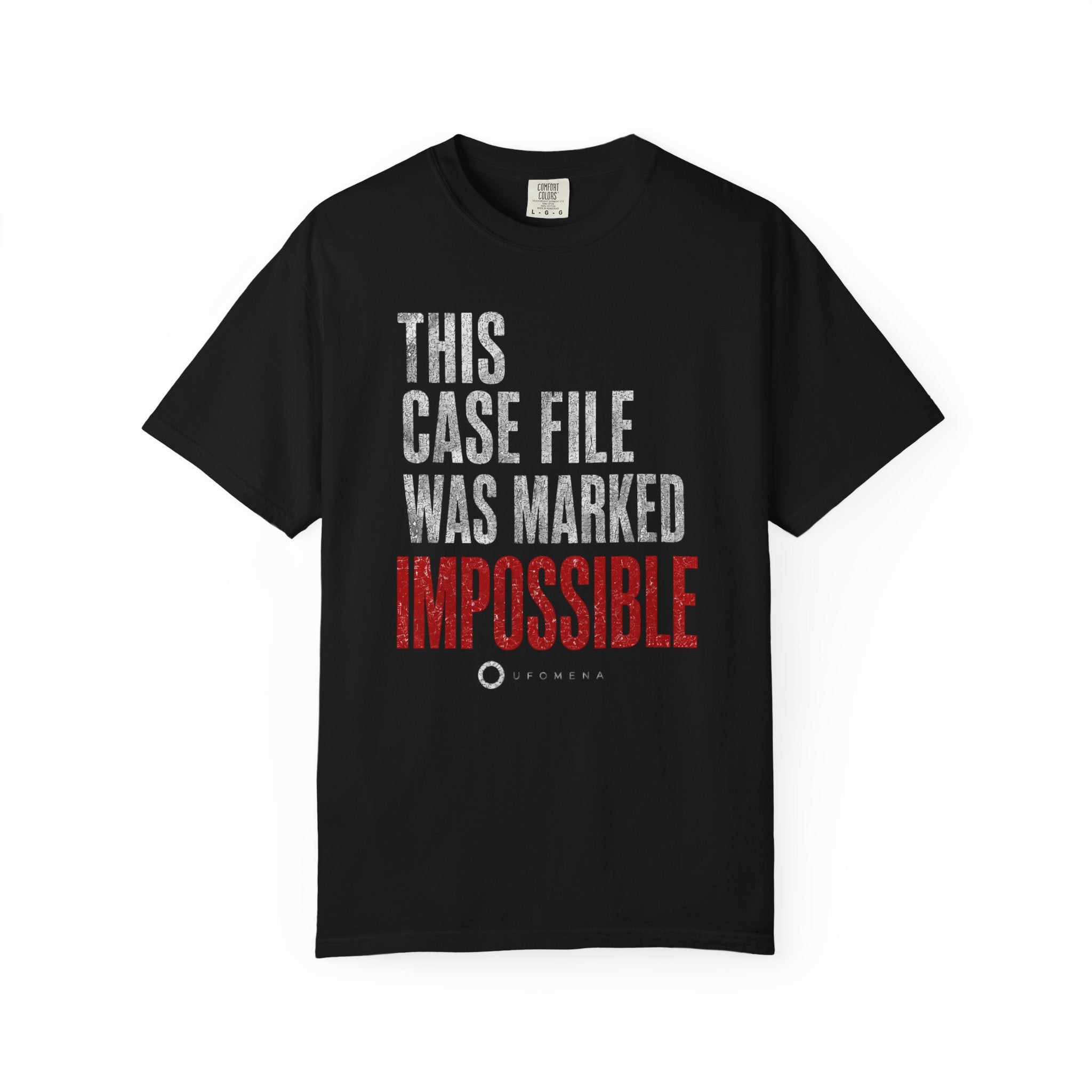 UFOMENA DROP 001 This Case File Was Marked Impossible Garment-Dyed Tee