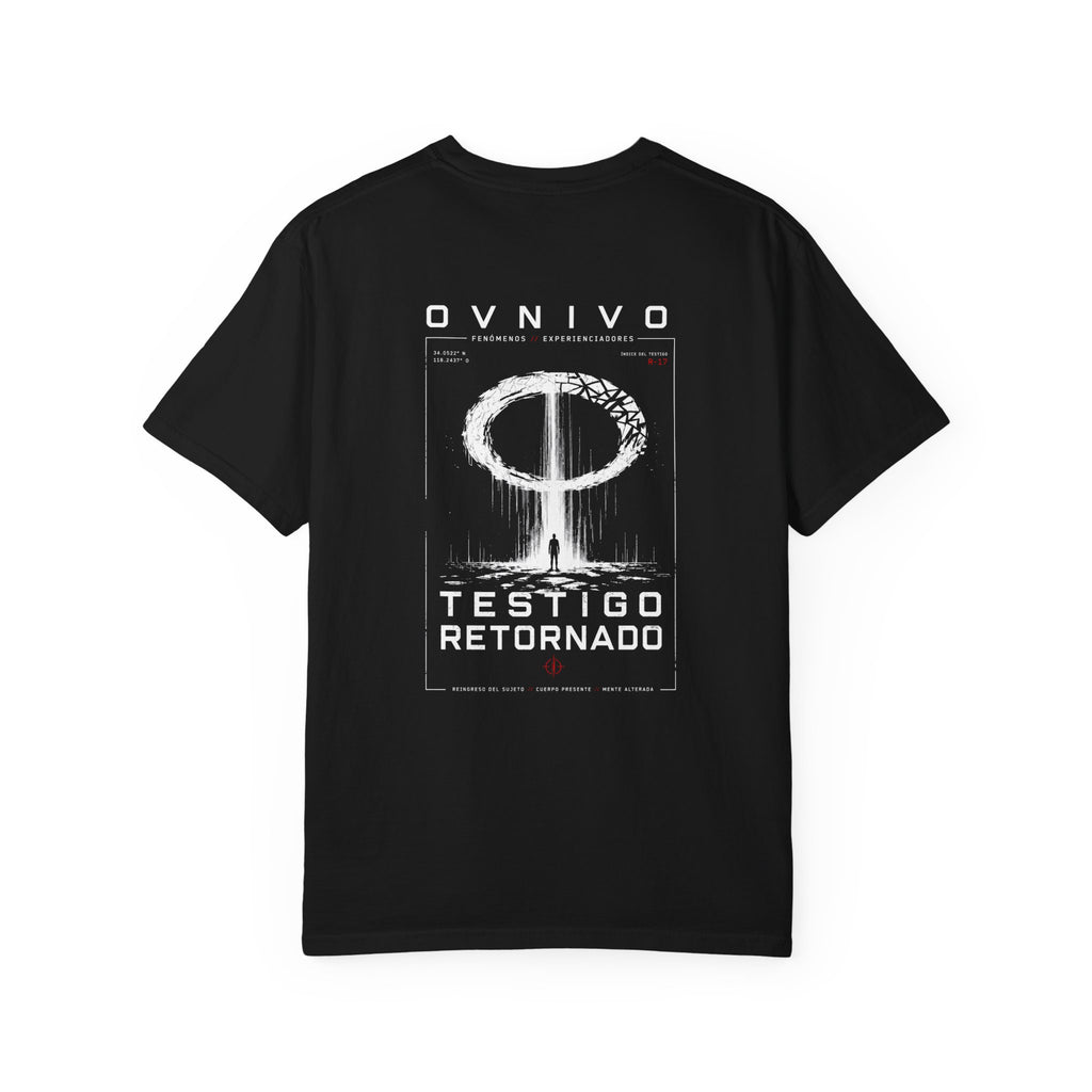 OVNIVO OFE-002: Testigo Retornado Camiseta Estampada Espalda/Bolsillo