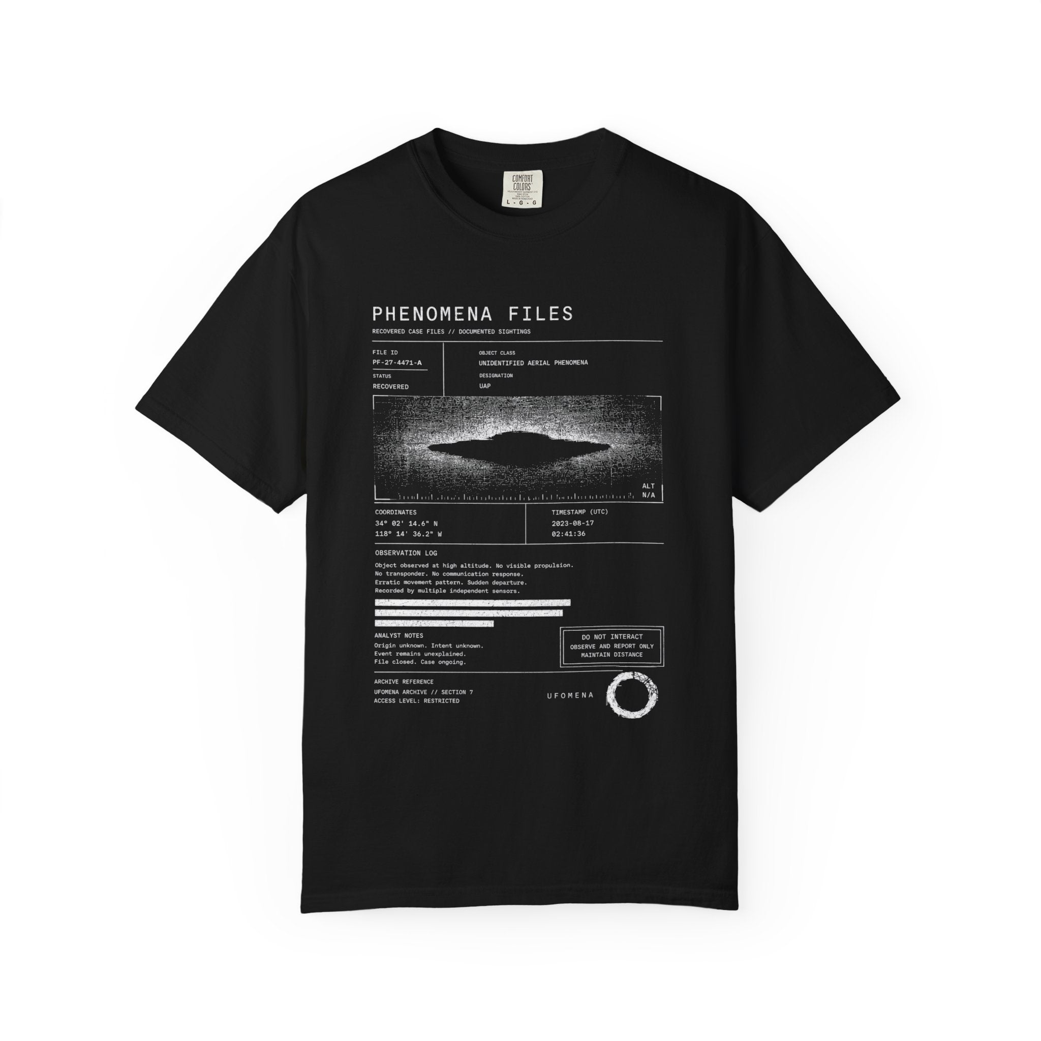 UFOMENA Phenomena Case File 002 Garment-Dyed Tee