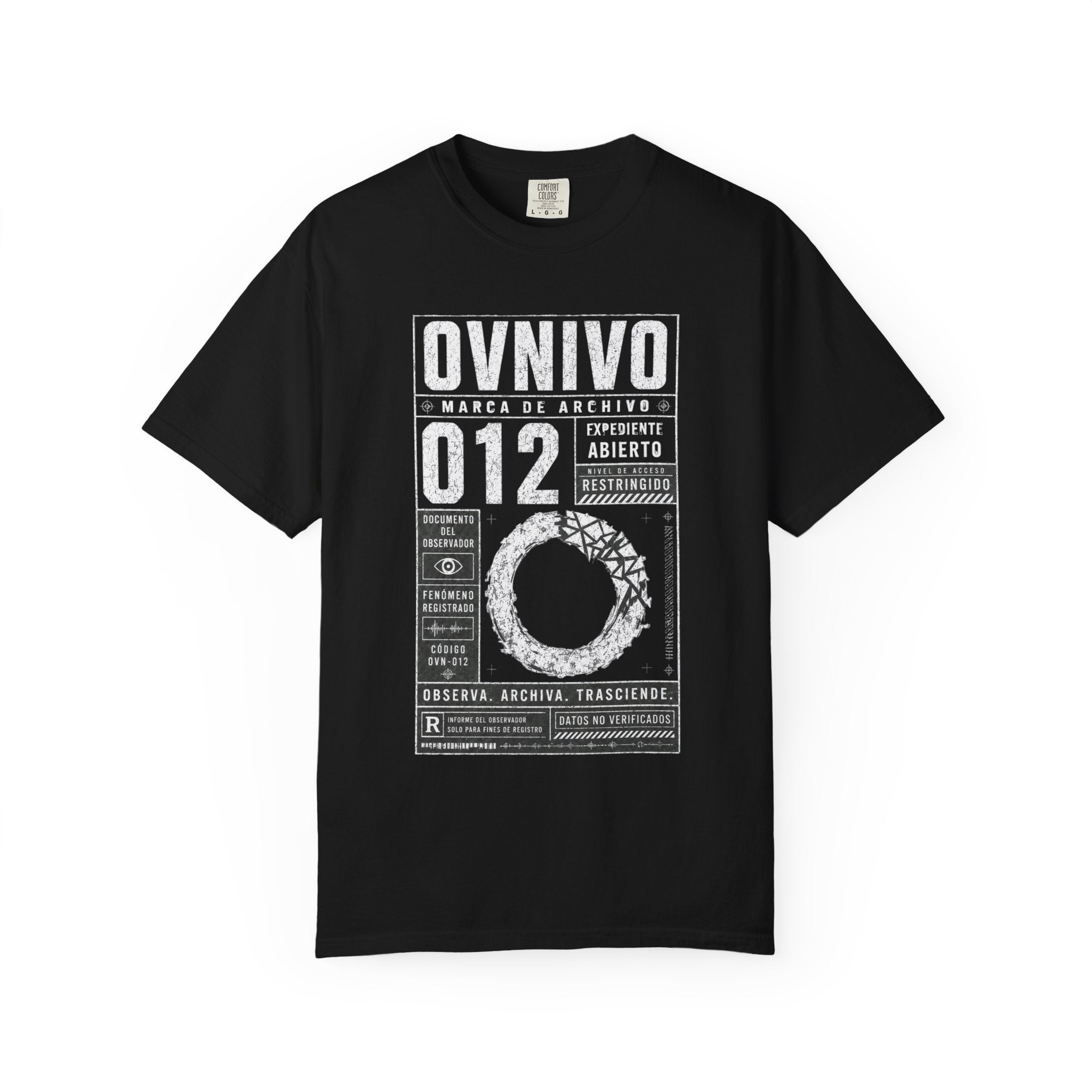OVNIVO Registro 001 Marca de Archivo Camiseta Pigmentada